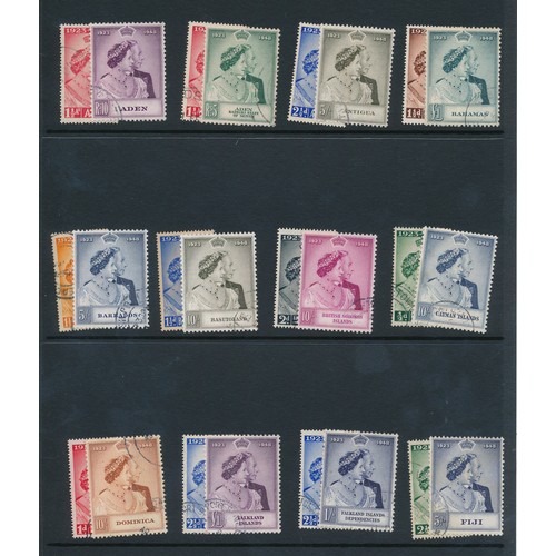 33 - 1948 Royal Silver Wedding issues, used on Hagner sheets, 24 different territories including Falkland... 