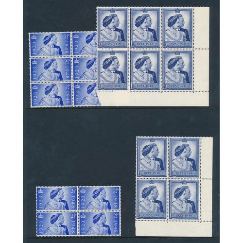 97 - Stamps GB - 1948 Royal Silver Wedding blocks of 4 & 6.