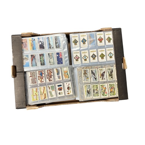 202 - Three trays of sleeved Cigarette/Cigar Cards to include Wills, Players, LLoyds, Gallaher, Millhoff, ... 