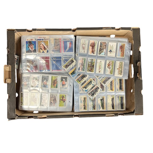 202 - Three trays of sleeved Cigarette/Cigar Cards to include Wills, Players, LLoyds, Gallaher, Millhoff, ... 