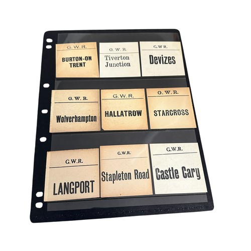 160 - Great Western Railway, 33x GWR Luggage Labels. Local station label collection. Three pages.