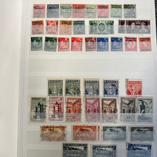 13 - Large Stamp Stock Book of France, Belgium and Spanish Colonies. Approx 1000+ stamps.