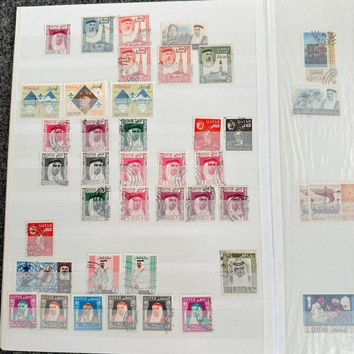 77 - Middle East, Qatar & Dubai stamp range in stockbook. Approx 300+ stamps.