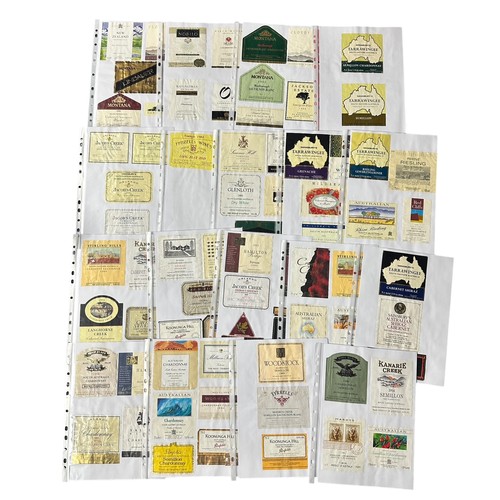 145 - Large quantity of Beer and Wine Bottle Labels mounted on  see through plastic sheets divided with wh... 