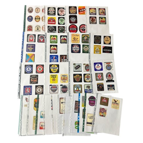 145 - Large quantity of Beer and Wine Bottle Labels mounted on  see through plastic sheets divided with wh... 