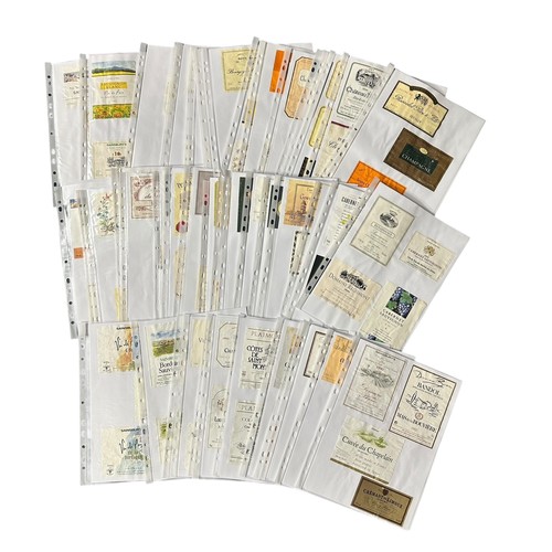 145 - Large quantity of Beer and Wine Bottle Labels mounted on  see through plastic sheets divided with wh... 