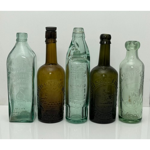 390 - Selection of Old Empty Beer /Mineral Bottles to include: Aqua Pictorial The Old Bushmills Distillery... 