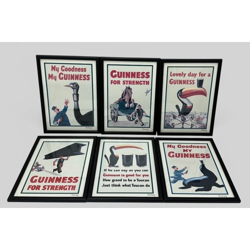 370 - Guinness, a set of six framed and glazed John Gilroy Guinness advertising prints. Each print is numb... 