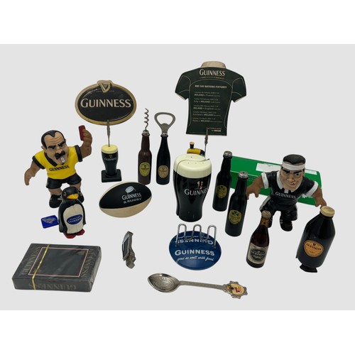 384 - Guinness, range Of Guinness Memorabilia to include; Plastic Rugby player, Plastic Ref, Small sponge ... 