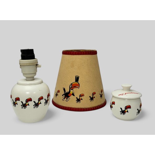 385 - Guinness, a Carlton Ware matching Guinness Table Lamp and Mustard Pot decorated with Toucans, Lamp c... 