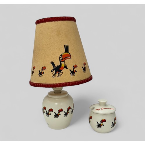 385 - Guinness, a Carlton Ware matching Guinness Table Lamp and Mustard Pot decorated with Toucans, Lamp c... 