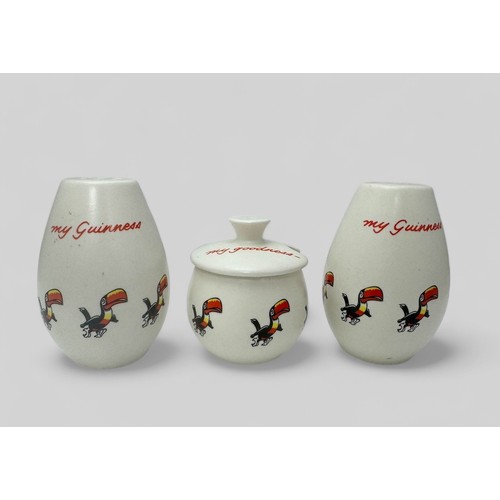 360 - Guinness Carlton Ware Guinness 'My Goodness My Guinness' three-part cruet set. Decorated with toucan... 