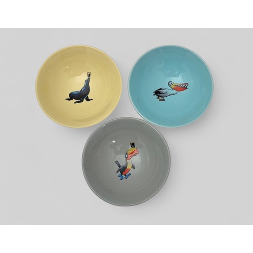 361 - Guinness, set of three colourful Wade Advertising Dishes. Includes; Blue with Pelican motif, Yellow ... 