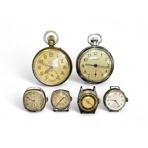 114 - Selection of Watch Faces and Pocket Watches to include Services Army Pocket Watch, Ingersoll Pocket ... 