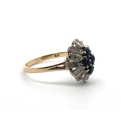 51 - A 9ct yellow gold, sapphire and diamond ring size P/Q.