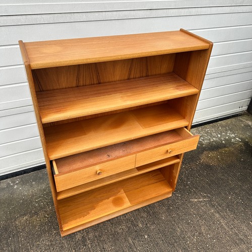 655 - Parker Knoll Bookcase. With drawer to middle of bookcase. 4 compartments. Areas of discoloration. H1... 