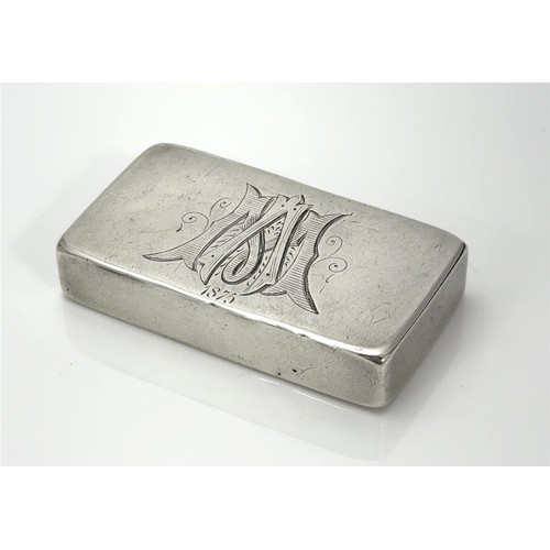 162 - A Victorian silver vesta/ snuff box monogrammed VW and inscribed 1875. Hallmarks for George Unite, B... 