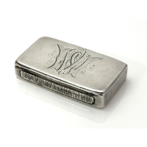 162 - A Victorian silver vesta/ snuff box monogrammed VW and inscribed 1875. Hallmarks for George Unite, B... 