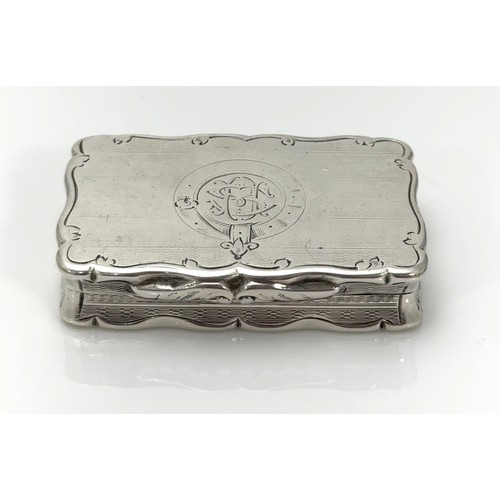 164 - A heavy Victorian silver snuff box with gilt interior by George Unite, Birmingam 1874. Inscribed to ... 