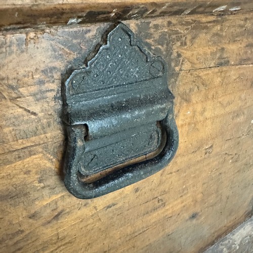 663 - Victorian Wooden Storage Box. With removable compartment. Hinged lid, metal handles. No key. H43cm x... 