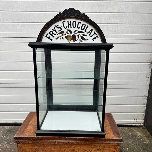 389 - Superb Victorian Fry’s Chocolate counter top display cabinet, the ebonised wooden framed cabinet wit... 