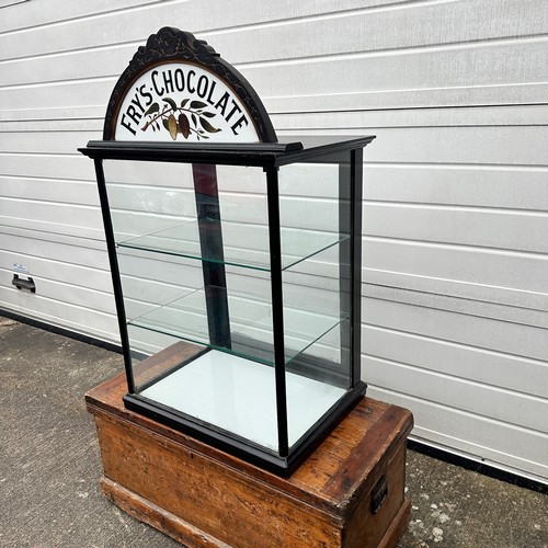 389 - Superb Victorian Fry’s Chocolate counter top display cabinet, the ebonised wooden framed cabinet wit... 