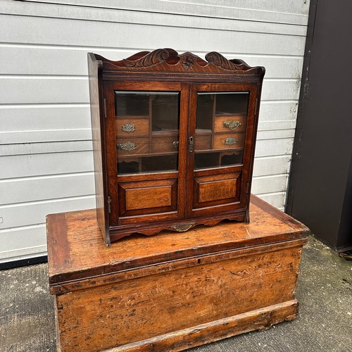 660 - Mahogany Glazed Smokers Cabinet. Compartments with drawers. Some drawers with damaged handles. W55cm... 