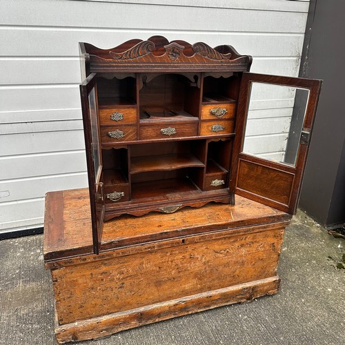 660 - Mahogany Glazed Smokers Cabinet. Compartments with drawers. Some drawers with damaged handles. W55cm... 