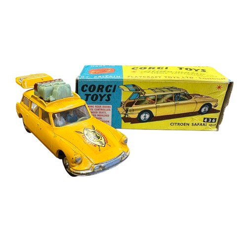 69 - Corgi No. 436 Citroen Safari ID19 Wildlife Preservation, yellow, tan interior including seated figur... 