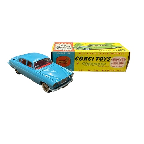 62 - Corgi Jaguar Mk X No. 238, generally excellent to good plus  in good plus box, light blue, red inter... 