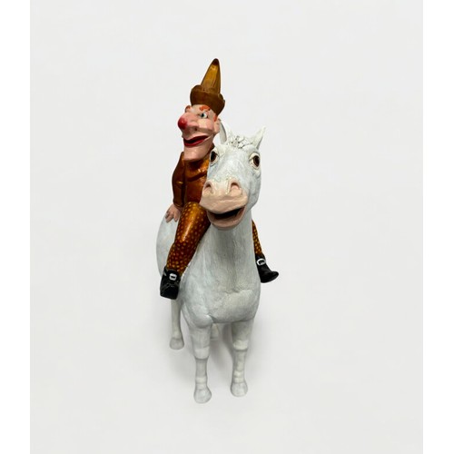 2 - Terry Webster (British, 1941-2024),
Mr Punch on Horse, 
Composite resin, 
46cm.