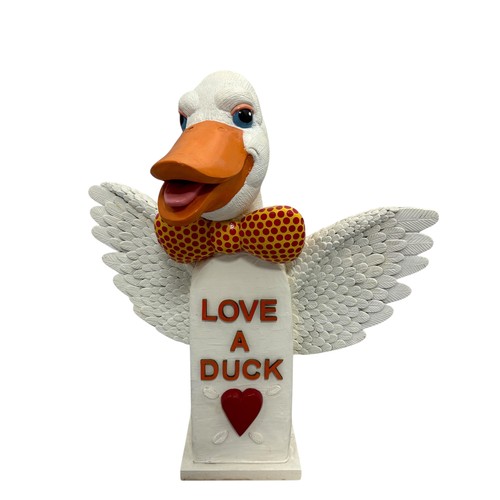 32 - Terry Webster (British, 1941-2024), 
Love A Duck, 
Paper mâché and composite resin, 
53cm.