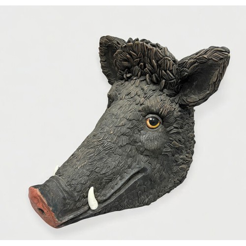 33 - Terry Webster (British, 1941-2024), 
Boars Head, 
Paper mâché, 
37cm.