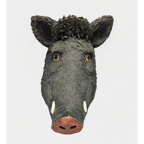 33 - Terry Webster (British, 1941-2024), 
Boars Head, 
Paper mâché, 
37cm.