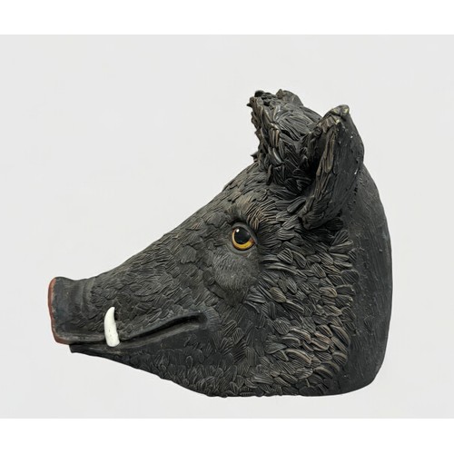 33 - Terry Webster (British, 1941-2024), 
Boars Head, 
Paper mâché, 
37cm.