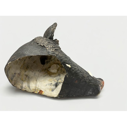 33 - Terry Webster (British, 1941-2024), 
Boars Head, 
Paper mâché, 
37cm.