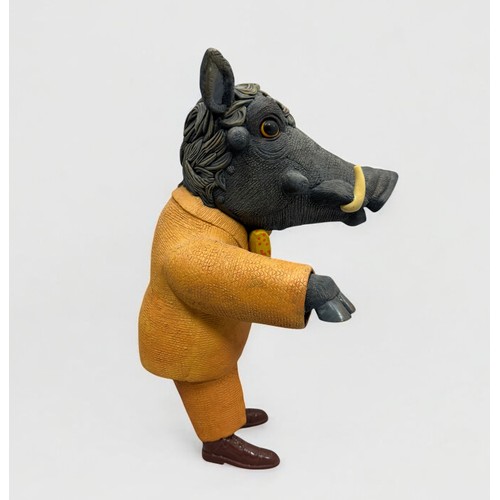 64 - Terry Webster (British, 1941-2024), 
Suited Boar, 
Composite resin, 
47cm.