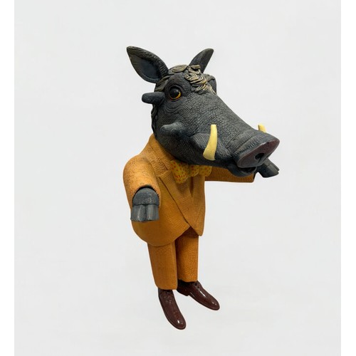 64 - Terry Webster (British, 1941-2024), 
Suited Boar, 
Composite resin, 
47cm.