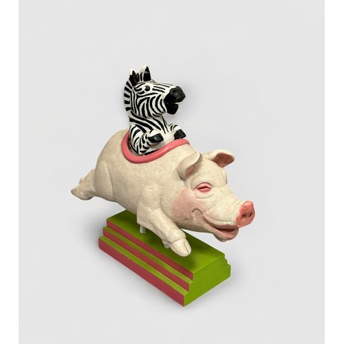 34 - Terry Webster (British, 1941-2024),
Zebra in Pig Ride, 
Composite resin, 
32cm.