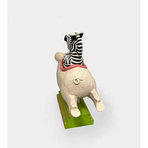 34 - Terry Webster (British, 1941-2024),
Zebra in Pig Ride, 
Composite resin, 
32cm.