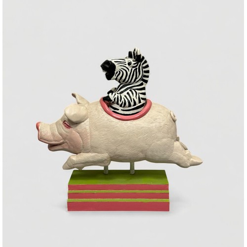 34 - Terry Webster (British, 1941-2024),
Zebra in Pig Ride, 
Composite resin, 
32cm.