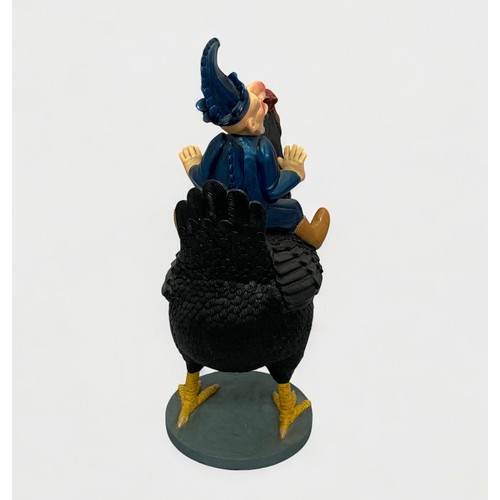 5 - Terry Webster (British, 1941-2024), 
Mr Punch on Chicken, 
Composite resin, 
53cm.