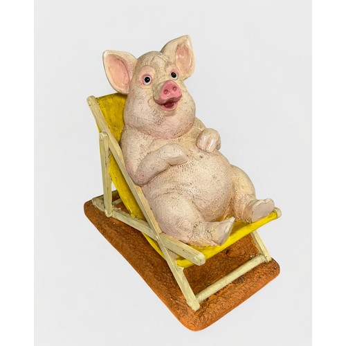 30 - Terry Webster (British, 1941-2024), 
Big Pig in Deckchair,
Plaster, 
45cm