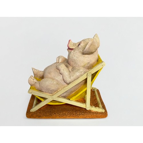 30 - Terry Webster (British, 1941-2024), 
Big Pig in Deckchair,
Plaster, 
45cm