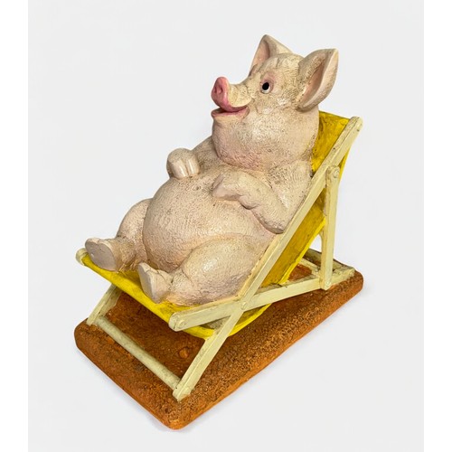 30 - Terry Webster (British, 1941-2024), 
Big Pig in Deckchair,
Plaster, 
45cm