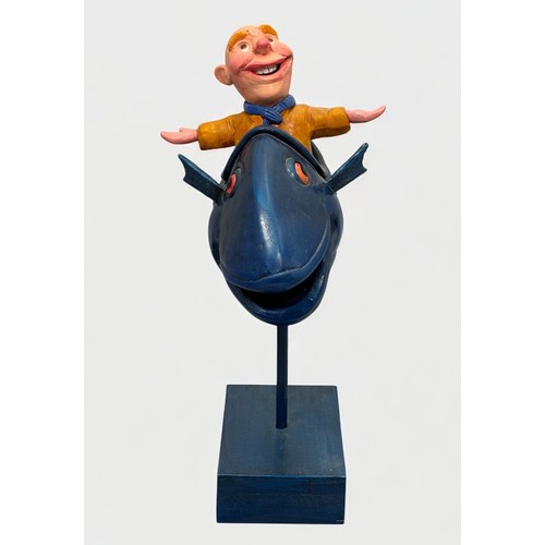 16 - Terry Webster (British, 1941-2024), 
Fish Ride, 
Composite resin on wooden plinth, 
37cm.