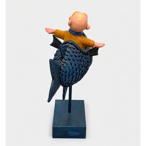 16 - Terry Webster (British, 1941-2024), 
Fish Ride, 
Composite resin on wooden plinth, 
37cm.