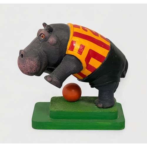 72 - Terry Webster (British, 1941-2024), 
Football Hippo, 
Composite resin on wooden plinth,
21cm.