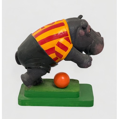 72 - Terry Webster (British, 1941-2024), 
Football Hippo, 
Composite resin on wooden plinth,
21cm.