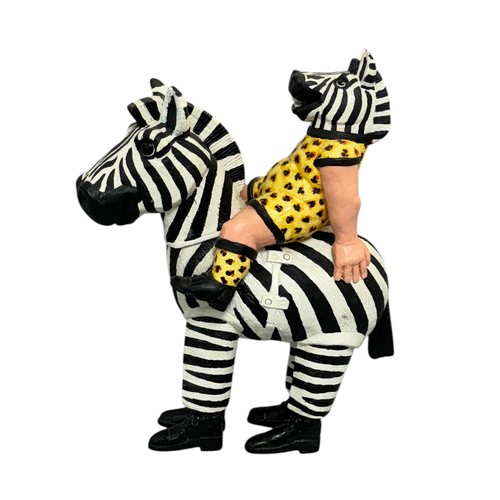 19 - Terry Webster (British, 1941-2024), 
Zebra riding Zebra, 
Composite resin, 
34cm.